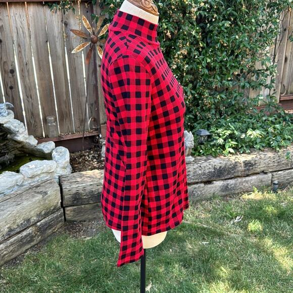 Croft & Barrow Essential Long Sleeve Mockneck Red Plaid Top Women's Small - Picture 3 of 7